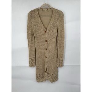 BCBGMaxazria Knit Duster Cardigan Women Medium Brown Granolagirl Academia Boho